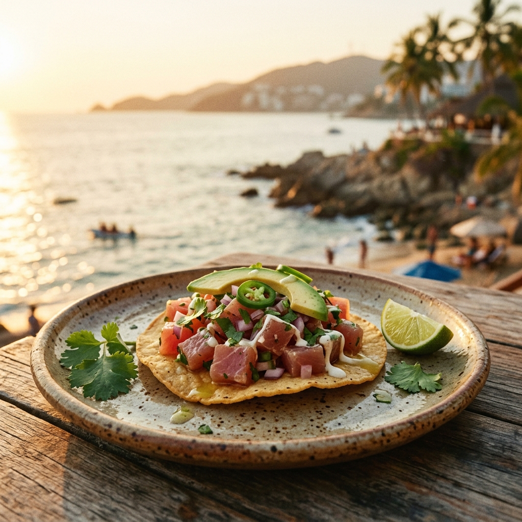 Tuna tostada close-up