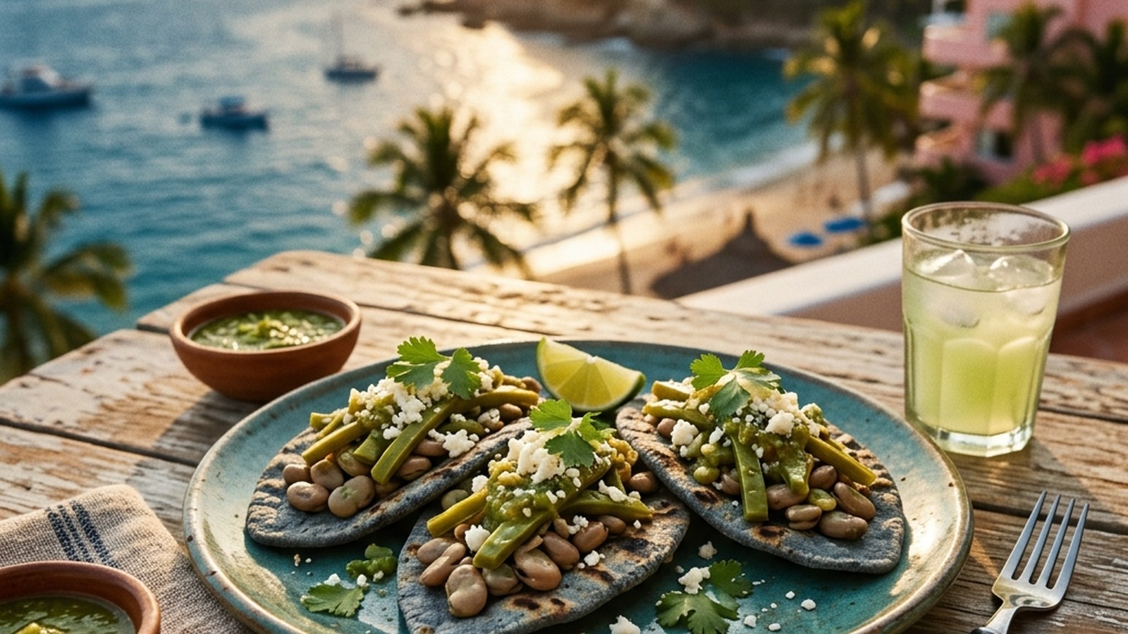 Blue Masa Tlacoyos Stuffed with Habas