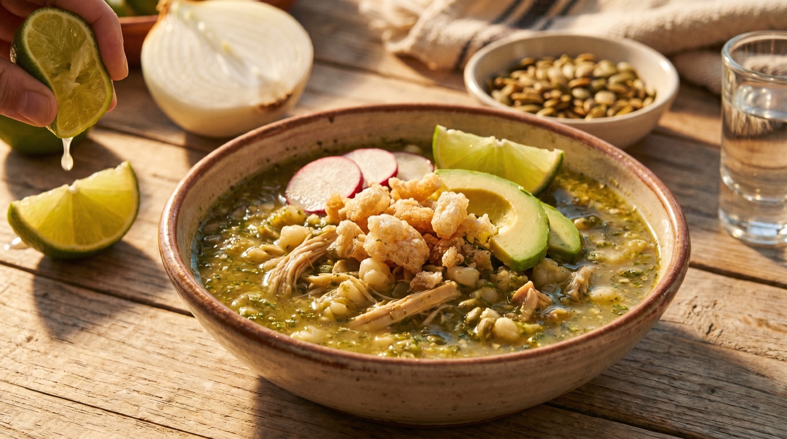 Pozole Verde de Pollo Guerrero Style