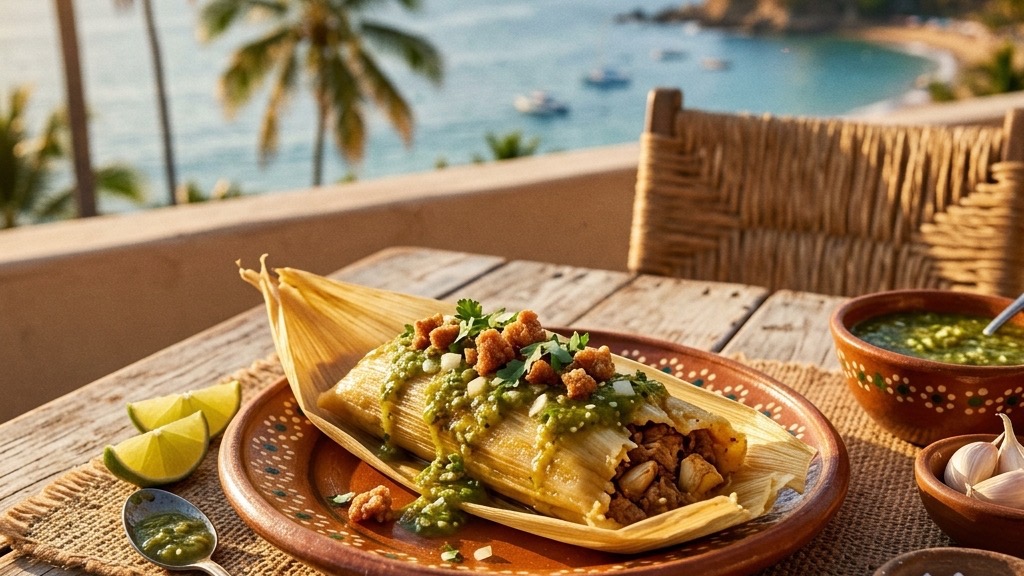 Garlicky Tamales with Chicharron and Salsa Verde